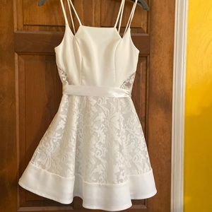 White spaghetti strap skater dress